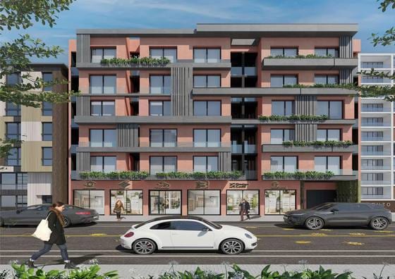 Façade d'immeuble avec repères de lots cliquables